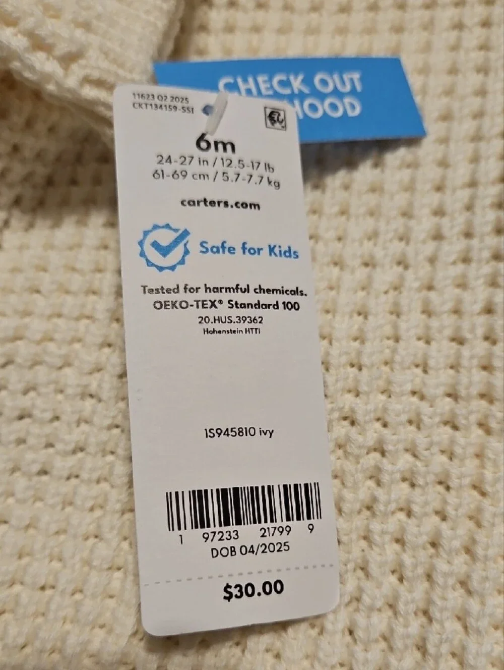 Carter's Cream Hooded Knit Cardigan with Bear Ears